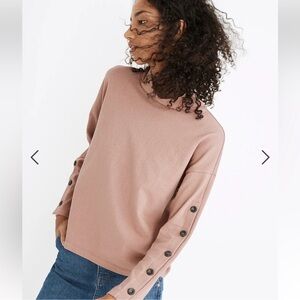 Madewell Pink Long button Sleeve Top in faded maude